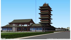 公园古建茶楼外建筑草图大师模型