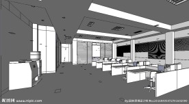 厂房的办公空间草图大师SU模型
