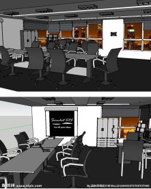 室内办公室草图大师SU模型