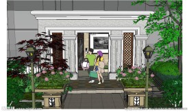 欧式小店头门头草图大师SU模型