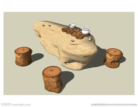 茶艺茶台根雕草图大师SU模型