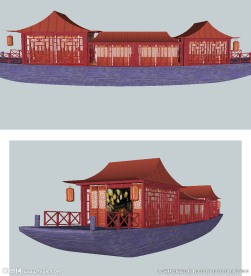 船舫景观建筑草图大师SU模型