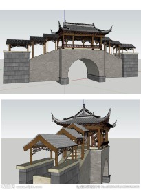 风雨桥建筑景观草图大师SU模型