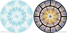 艺术玻璃 隔断 教堂 矢量图