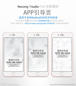 简洁风格app引导页psd