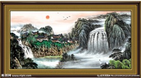 流水生财国画