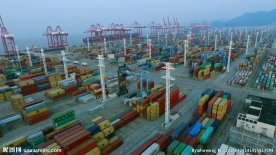 中国宁波港航拍集装箱群高清实拍