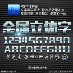 拉丝金属字PS样式