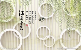 江南春色花卉植物背景墙