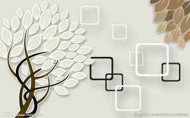 现代简约抽象树木背景墙