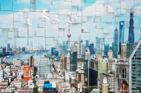 城市建筑立体背景墙