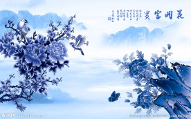 花开富贵中国风艺术电视背景墙