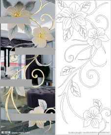 欧式花 叶子 抽象花