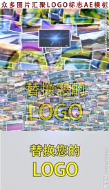 众多图片汇聚LOGO标志AE模