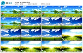 卡通蝴蝶水鸟语花香风景背景视频