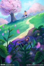 小清新 唯美 日系 爱情插画