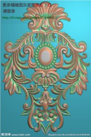 欧式洋花门上花精雕灰度浮雕图