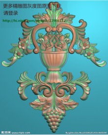 葡萄花瓶洋花门上精雕图