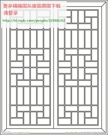 花格屏风镂空通花窗格矢量线条图
