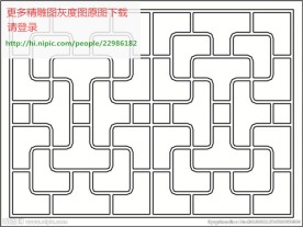 花格镂空通花窗格矢量线条图