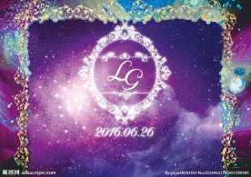 紫色星空欧式花纹留影区设计图