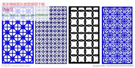 花格屏风镂空通花窗格矢量线条图