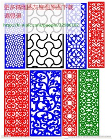 花格屏风镂空通花窗格矢量线条图