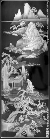 山水风景屏风浮雕灰度图精雕图