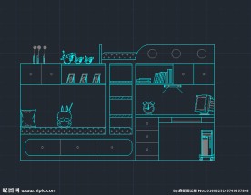 学生上下铺 cad