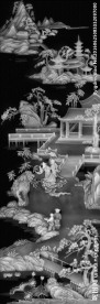 山水人物风景浮雕灰度图