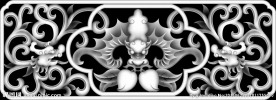 蝙蝠洋花桃子镂空灰度图