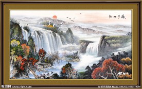 国画山水 流水生财