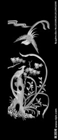 兰花花鸟四季花浮雕灰度图