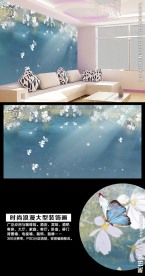 唯美电视背景墙 壁纸移门无框画