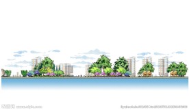 手绘风格景观剖面图psd