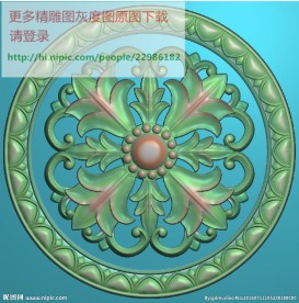 圆形洋花门上花精雕图