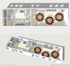 公司项目餐厅厨房职工食堂模型