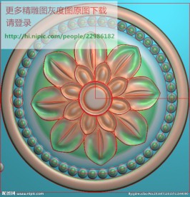 圆形洋花精雕图