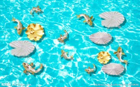 3D背景墙立体黄金鱼地画