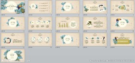 牛皮纸蓝色花朵风情模板