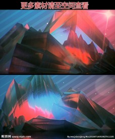 彩色动感起伏的山脉循环VJ动态