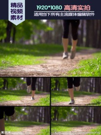 晨跑脚步特写高速镜头