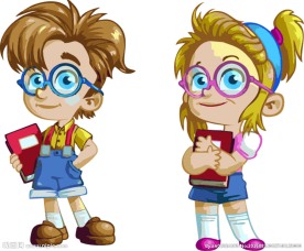 彩色 卡通 学生 矢量