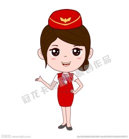 卡通空姐矢量插图