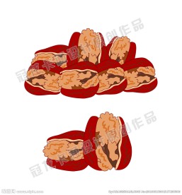 手绘枣夹核桃矢量插图