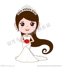卡通婚纱新娘矢量插图