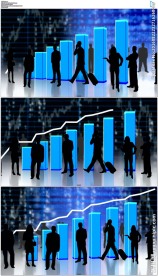 蓝色商务空间柱状图生长视频