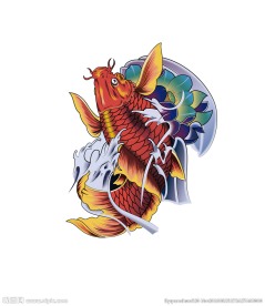 AI鲤鱼纹身矢量图