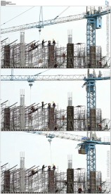 工地起重机塔吊工人干活实拍