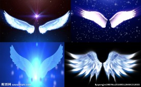 5组大翅膀飞翔蔚蓝天使动态翅膀